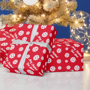 Papier Cadeau Jour férié de Noël sportif rouge et blanc