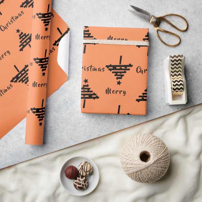 Papier Cadeau Jour férié Motif Orange Noir (Artisanat)