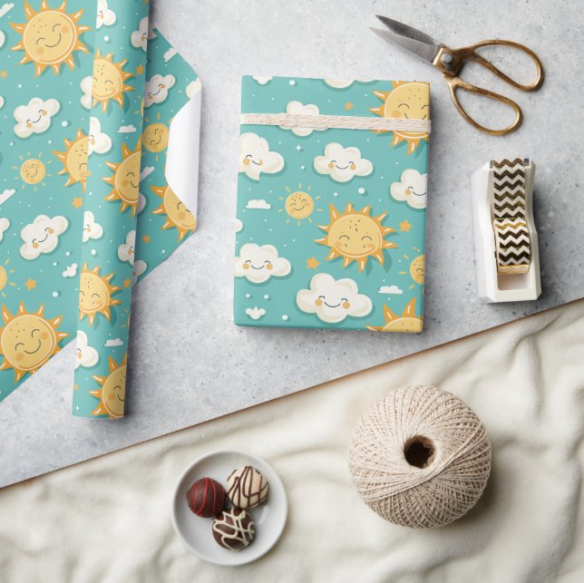 Papier Cadeau Jour turquoise du soleil (Artisanat)