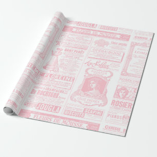 Papier Cadeau journal victorien antique français rose