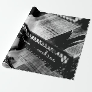 PAPIER CADEAU JOURNAUX SUR LE WALL STREET JOURNAL RACK