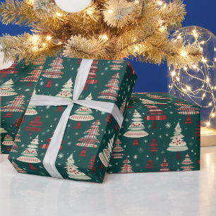 Papier Cadeau Jours de Noël arbres naïfs puérils