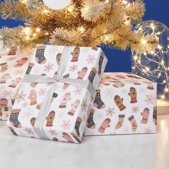Papier Cadeau Jours de Noël Snowflakes Gants (Vacances)