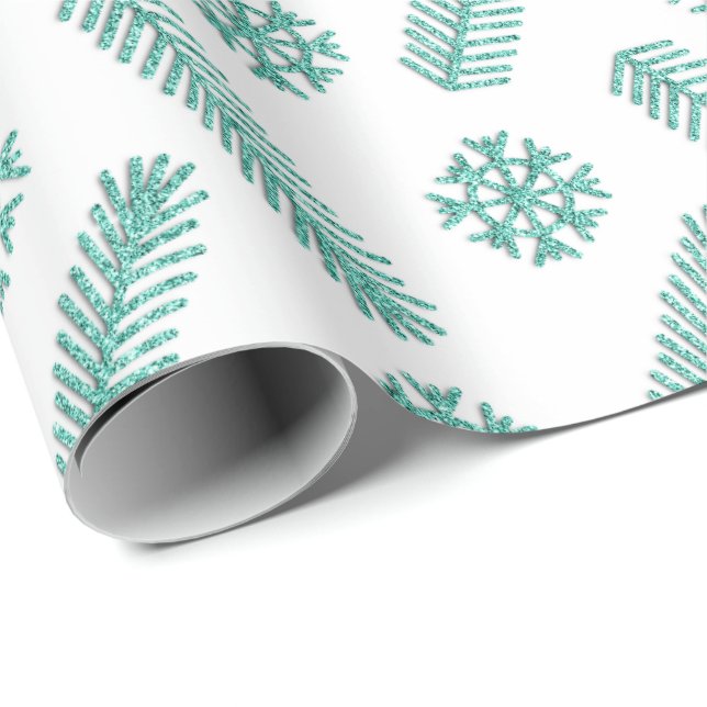 Papier Cadeau Jours fériés Snowflakes Snowflakes White Tiffany (Coin rond)