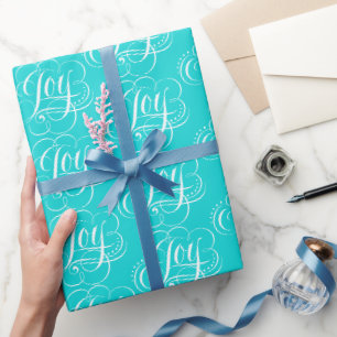 Papier Cadeau JOY Letting à la mode fleurie Aqua Blue