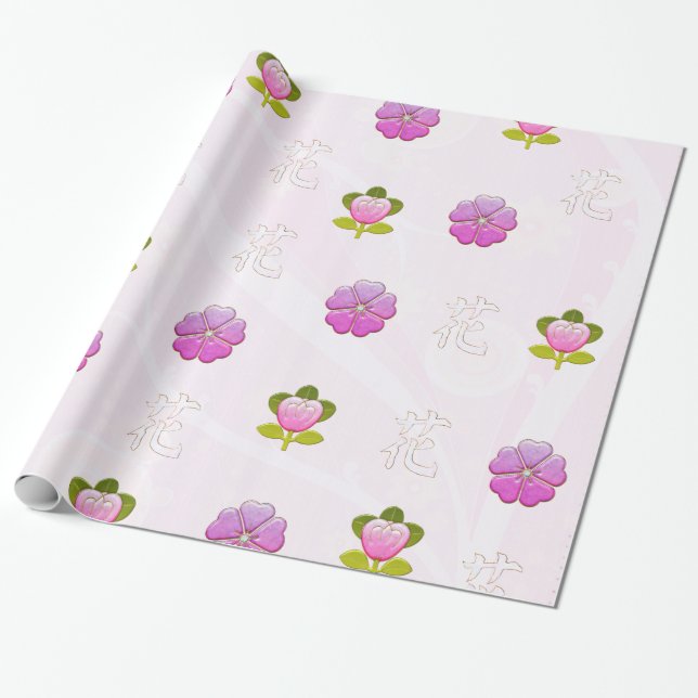 Papier Cadeau Joyau de fleurs japonaises (Déroulé)