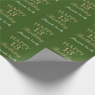 Papier Cadeau Joyeuse 13e anniversaire Parties scintillant d'or 