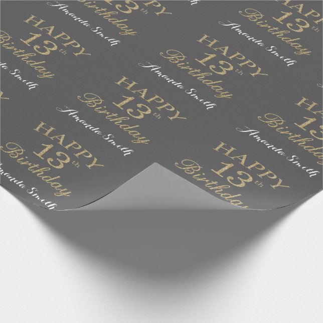 Papier Cadeau Joyeuse 13e anniversaire Parties scintillant d'or  (Coin)