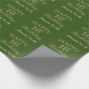 Papier Cadeau Joyeuse 16e anniversaire Parties scintillant d'or 