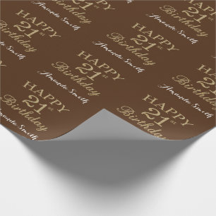 Papier Cadeau Joyeuse 21e anniversaire Parties scintillant or et