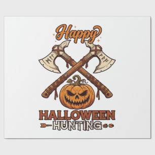Papier Cadeau Joyeuse chasse d'Halloween Haches croisées Citroui