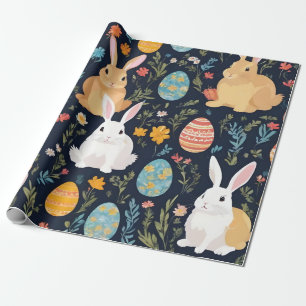 Papier Cadeau Joyeuse collection de lapins de saumons de Pâques