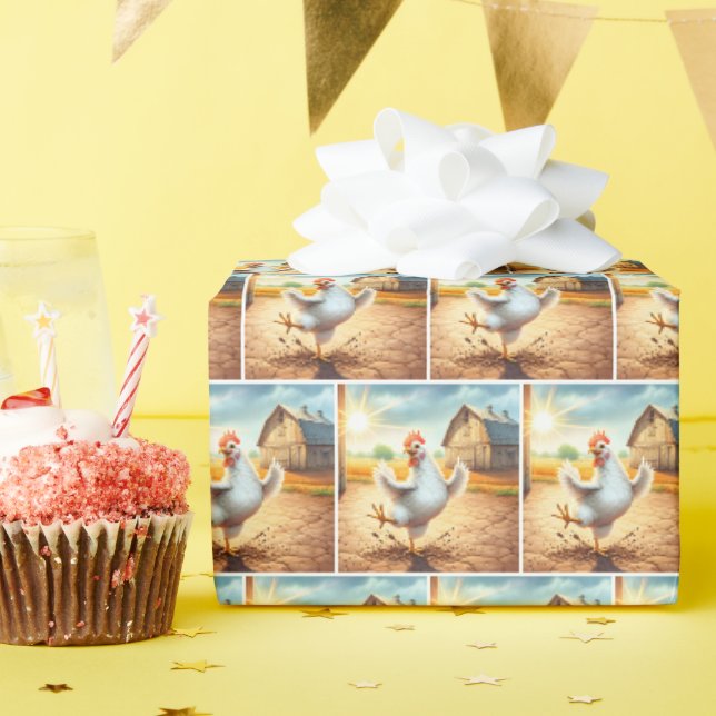 Papier Cadeau Joyeuse danse de poulet (Fête d'anniversaire)