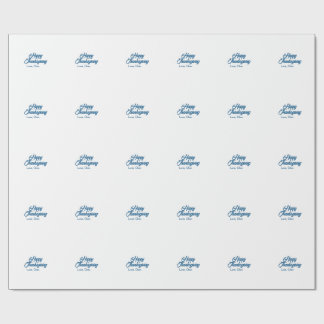 Papier Cadeau Joyeuse fête d'Action de grâce bleu amour nom vaca