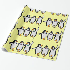 Papier Cadeau Joyeuse fête d'anniversaire des pingouins dansants