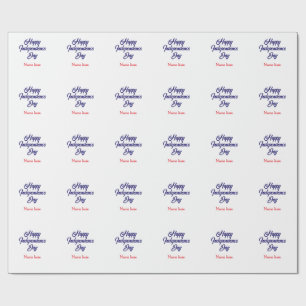 Papier Cadeau joyeuse fête de l'indépendance nom bleu rouge amér