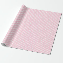 Papier Cadeau Joyeuse Fête des Mères Blanc sur Rose Clair