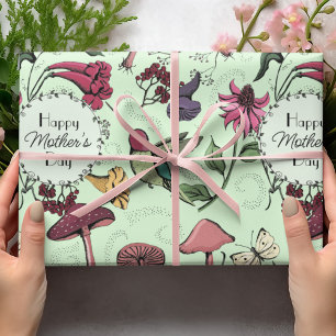 Papier Cadeau Joyeuse Fête des mères Enchantée Printemps Jardin 