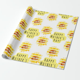 Papier Cadeau Joyeuse fête des mères Sunflower envelopper cadeau