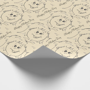 Papier Cadeau Joyeuse Fête des mères Visage Animé