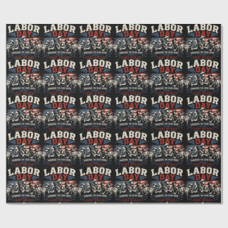 Papier Cadeau Joyeuse fête du Travail Drapeau américain vintage