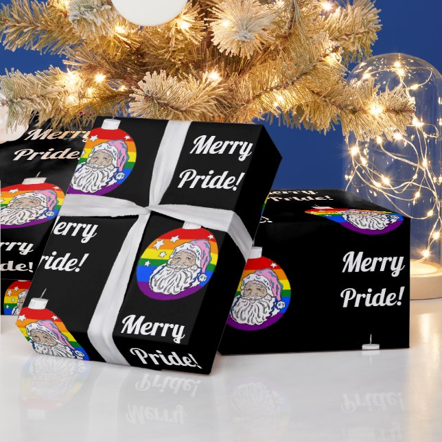 Papier Cadeau Joyeuse fierté - Père Noël - Noir (Vacances)
