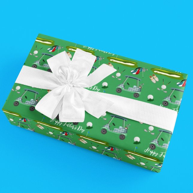 Papier Cadeau Joyeuse journée de golf de Fête des pères (Créateur téléchargé)