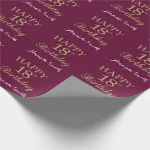 Papier Cadeau Joyeuse Parties scintillant d'or du 18e anniversai