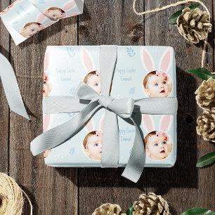 Papier Cadeau Joyeuse photo pour enfants de Pâques avec des orei