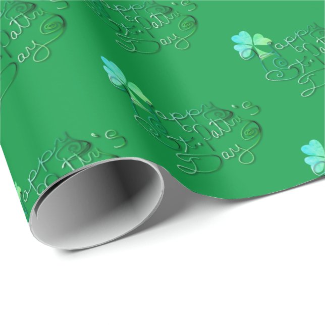 Papier Cadeau "Joyeuse Saint-Patty's Day" (Joyeux Saint-Patty's  (Coin rond)
