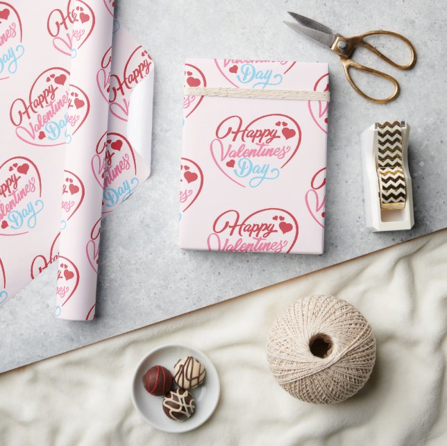 Papier Cadeau Joyeuse Saint-Valentin   (Artisanat)