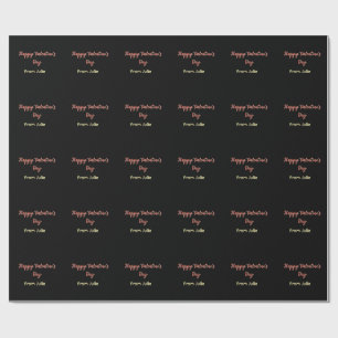 Papier Cadeau Joyeuse Saint-Valentin rouge noir de nom stylé