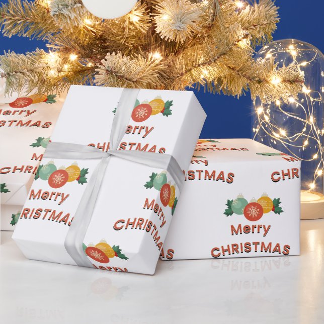 Papier Cadeau Joyeuses ampoules de Noël Joyeux Motif de vacances (Vacances)