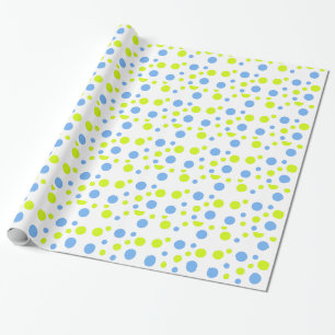 Papier Cadeau Joyeuses bulles bleues jaunes funky