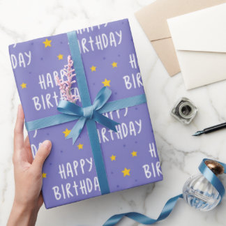 Papier Cadeau Joyeuses Etoiles d'anniversaire