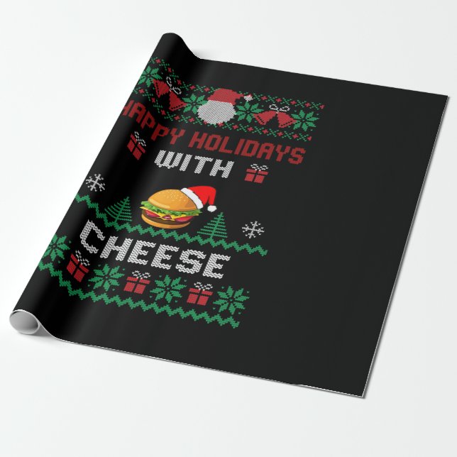 Papier Cadeau Joyeuses fêtes au fromage et mauvais cadeau de Noë (Déroulé)