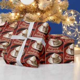 Papier Cadeau Joyeuses Fêtes Chocolat Chaud Sur une Couverture