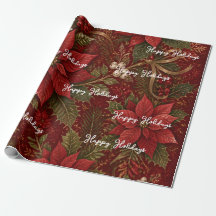 Joyeuses Fêtes Floral Rouge Noël