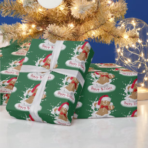 Papier Cadeau Joyeuses fêtes Homme en pain d'épice au lait