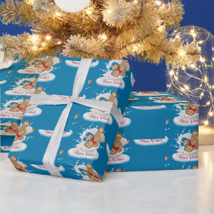 Papier Cadeau Joyeuses fêtes Homme en pain d'épice au lait