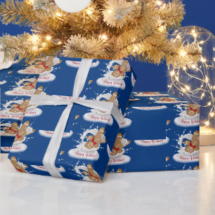 Papier Cadeau Joyeuses fêtes Homme en pain d'épice au lait