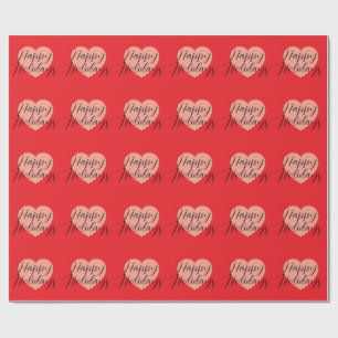 Papier Cadeau Joyeuses Fêtes Joyeux Noël Période des Fêtes Cœur