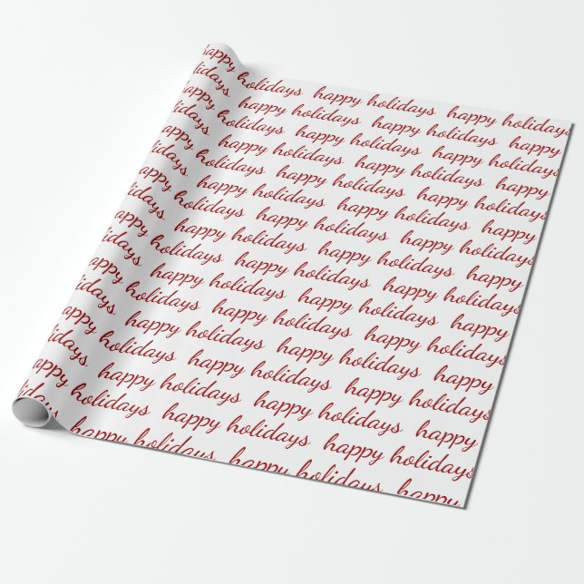 Papier Cadeau Joyeuses Fêtes Rouge Blanc Noël (Déroulé)