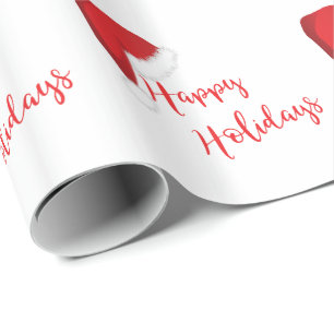 Papier Cadeau Joyeuses fêtes Santa Hat Red