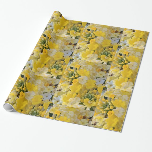 Papier Cadeau Joyeuses fleurs jaunes (Déroulé)
