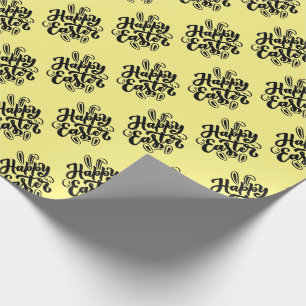 Papier Cadeau Joyeuses lettres de Pâques avec des oreilles de la
