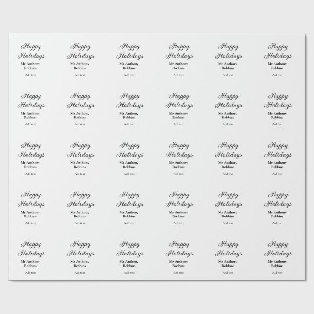 Papier Cadeau Joyeuses vacances ajouter nom date année simple mi (Plat)