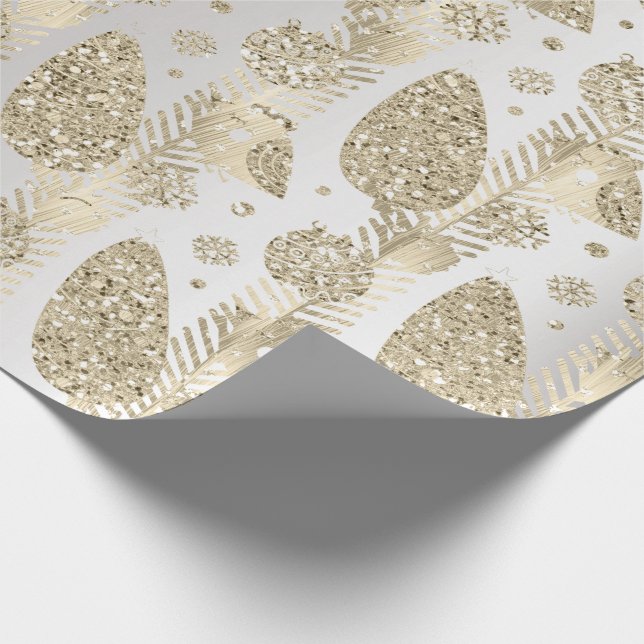 Papier Cadeau Joyeuses Vacances Gold Argent Parties scintillant  (Coin)