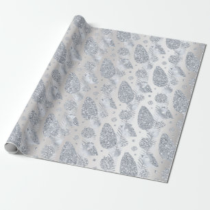 Papier Cadeau Joyeuses Vacances Gris Parties scintillant Argent 