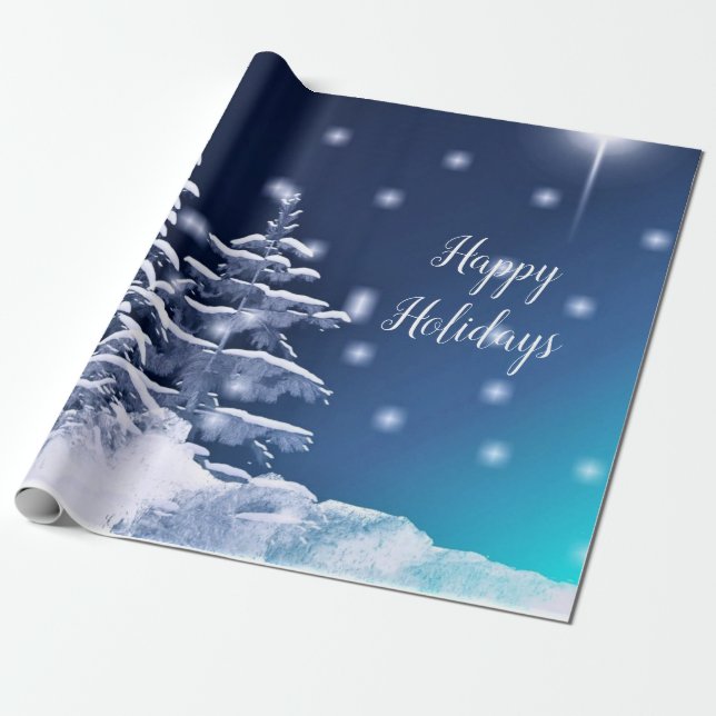 Papier Cadeau Joyeuses vacances hiver Wonderland Noël (Déroulé)